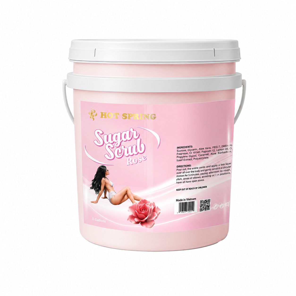 HotSpring Sugar_Rose Sugar Scrub - Pail 5 Gallon