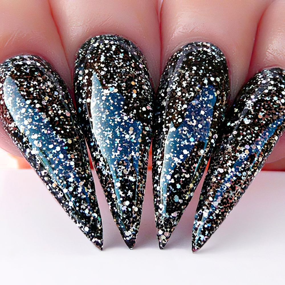 Kiara Sky Gel Nail Polish Duo - 436 Black Glitter Colors - Vegas Volt