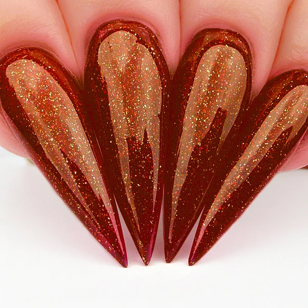Kiara Sky Gel Nail Polish Duo - 457 Red Colors - Frosted Pomegranate