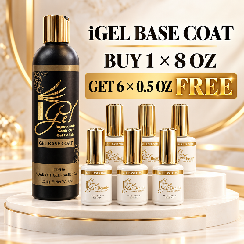 iGel Soak Off Gel - Base Coat 8oz Refill (Free 6 Bottle 0.5oz)