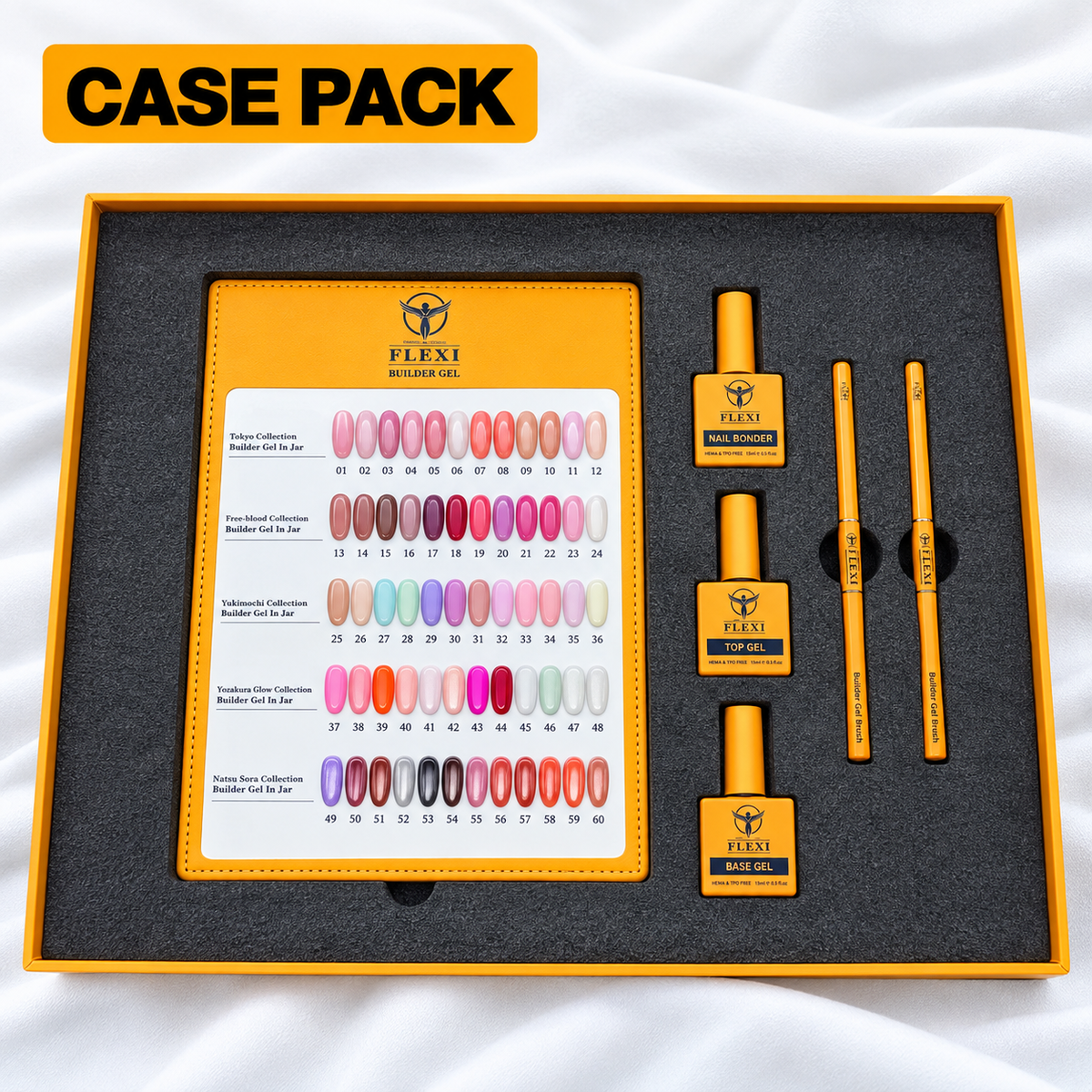 PHOENIX FLEXI Builder Gel (In Jar) 60 colors Master Kit (Included Color Chart) - Free Extra Top + Base + Bond Refill (8oz)