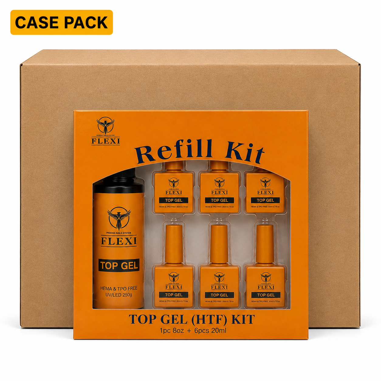 Phoenix - Flexi Gel Top Coat HEMA TPO FREE (Hyper Gloss) - Kit 8oz Free 6 (0.7oz)
