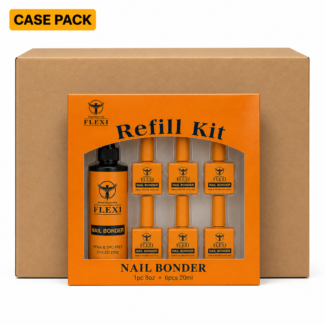 Phoenix - Flexi Nail Bonder (Sticky Bond) HEMA TPO FREE - Kit 8oz Free 6 (0.7 oz)