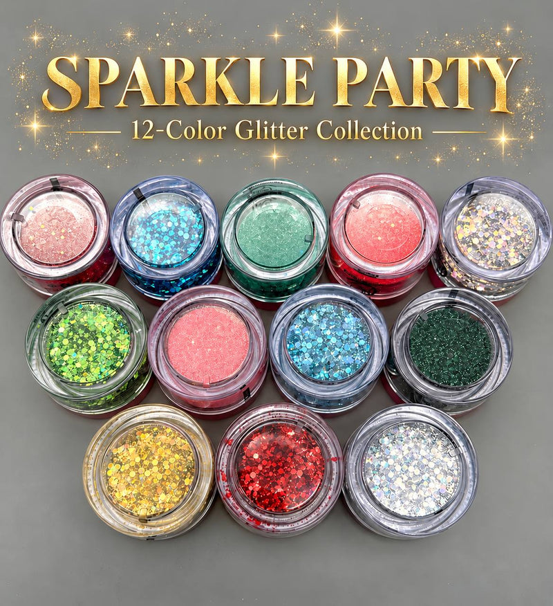 MS Sparkle Party 12 Color Glitter Collection - BUY 1 GET 1 SET ENCHANTED GLOW FREE