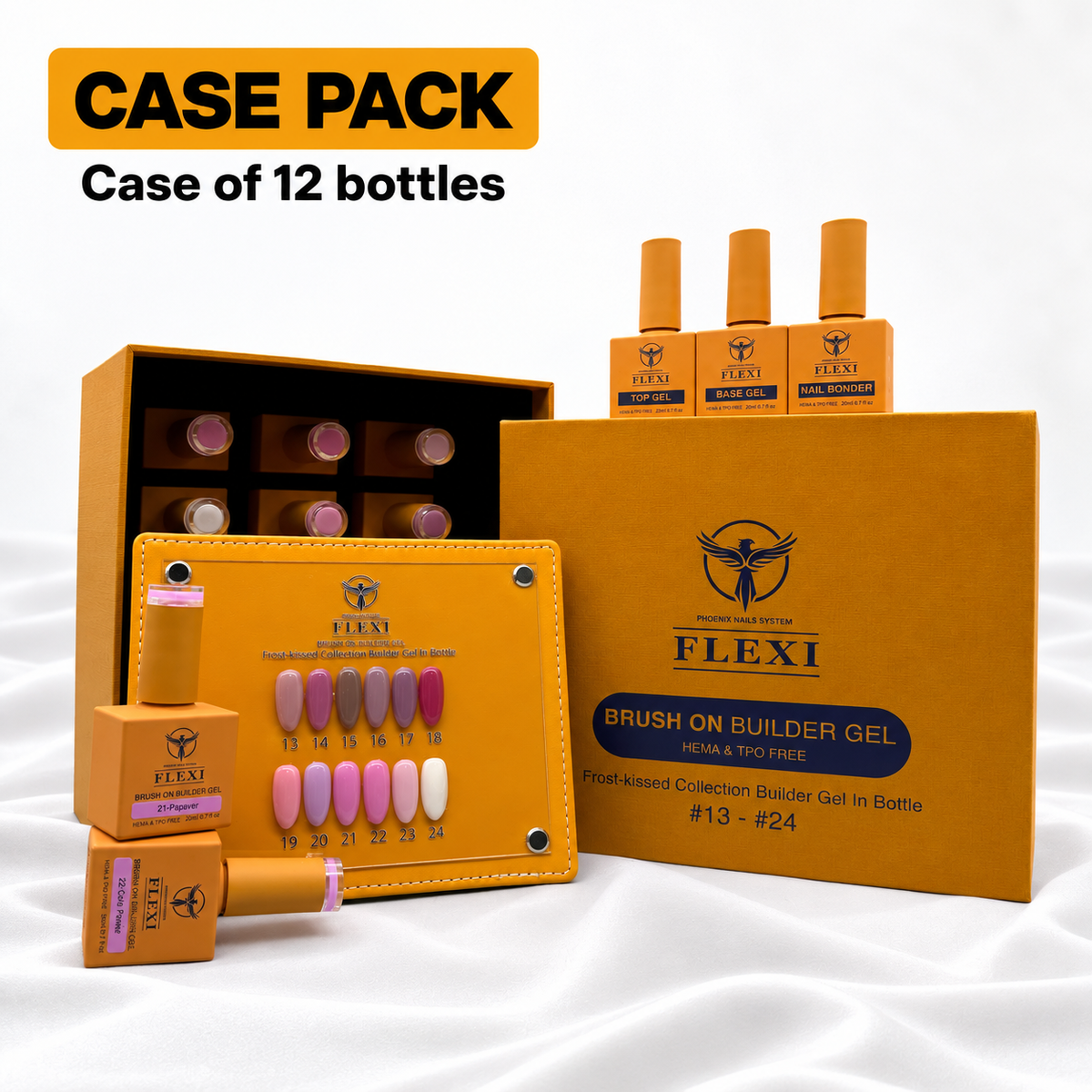 PHOENIX FLEXI Builder Gel (In Bottle) BIAB #13 - #24 colors - 20ml  (Included Color Chart) - Frost-Kissed Collection
