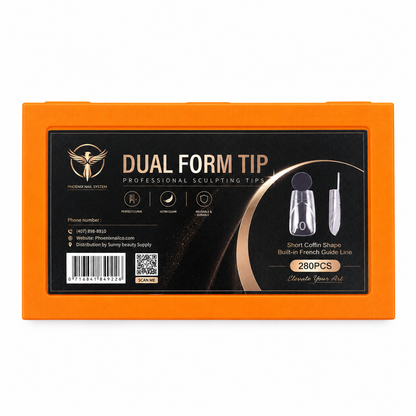 Phoenix Dual Forms tips - Short Coffin Shape - 14 sizes 280pcs/box - #56-2 - FREE Gel Stick For Picking Up Gel