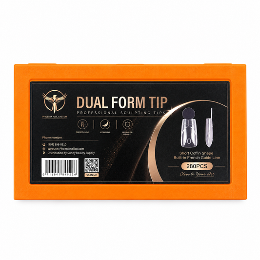 Phoenix Dual Forms tips - Short Coffin Shape - 14 sizes 280pcs/box - #56-2 - FREE Gel Stick For Picking Up Gel