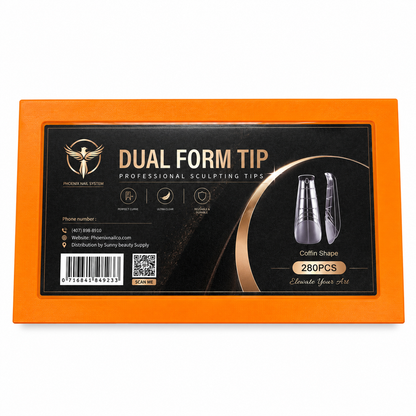 Phoenix Dual Forms tips - Coffin Shape - 14 sizes 280pcs/box - #31 - FREE Gel Stick For Picking Up Gel