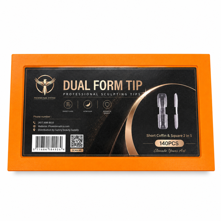 Phoenix Double-Ended Nail Form 2in1 Classic - Square & Coffin - 14 sizes 140pcs/box - #54 - FREE Gel Stick For Picking Up Gel