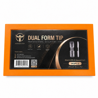 Phoenix Double-Ended Nail Form 2in1 Classic - Square & Coffin - 14 sizes 140pcs/box - #54 - FREE Gel Stick For Picking Up Gel