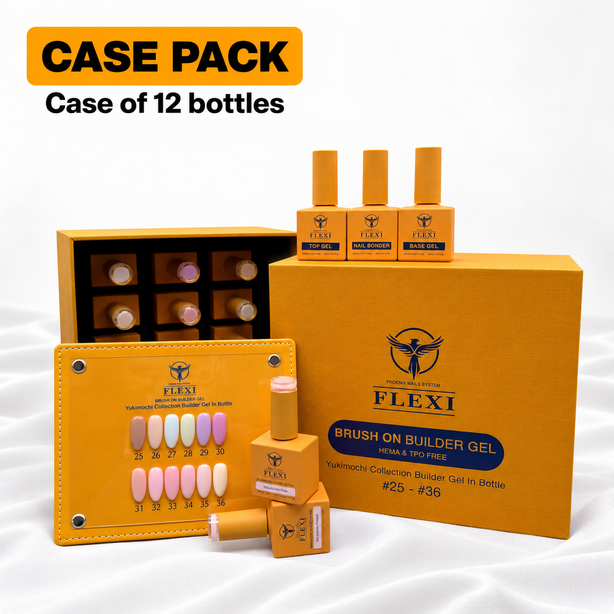 PHOENIX FLEXI Builder Gel (In Bottle) BIAB #25 - #36 colors - 20ml (Included Color Chart) - YukiMochi Collection
