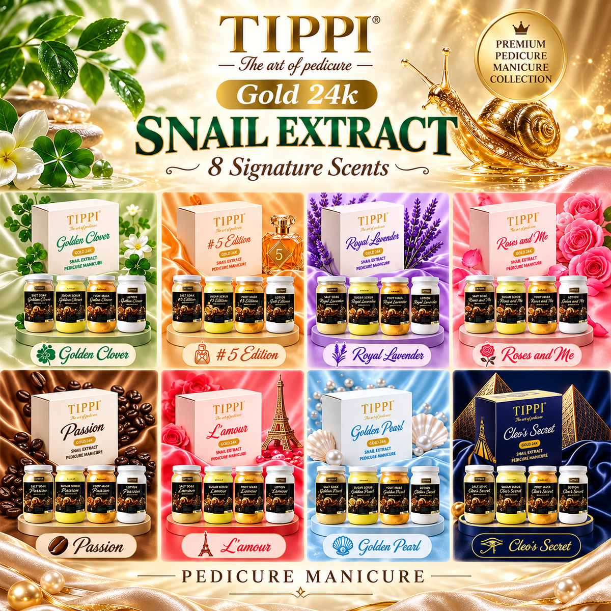 TIPPI Gold 24K Snail Extract 4-Step Pedicure (All Scents)