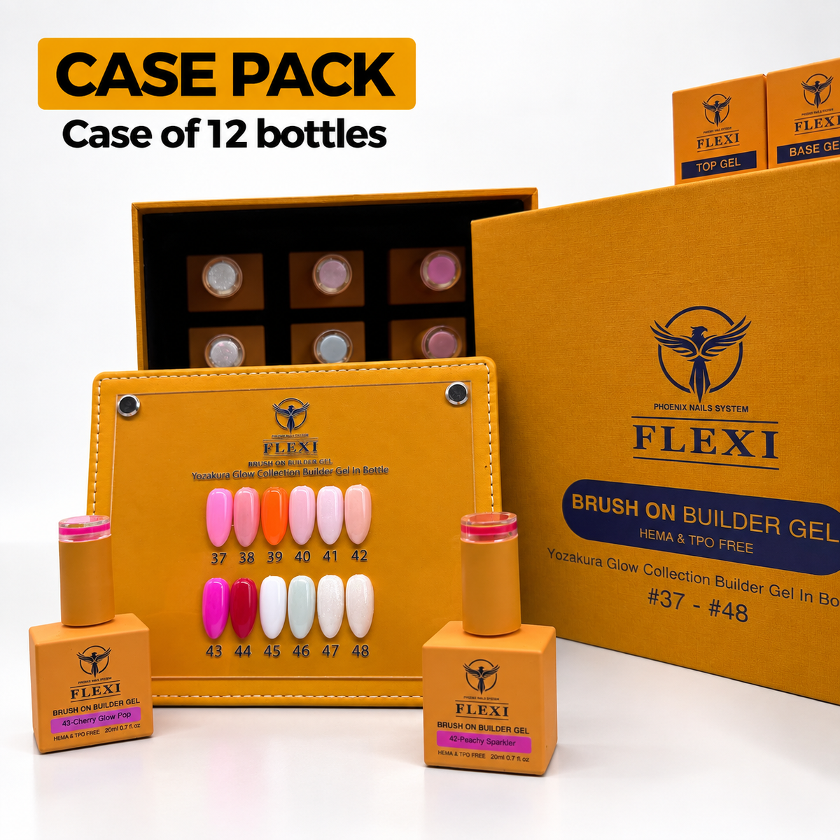 PHOENIX FLEXI Builder Gel (In Bottle) BIAB #37 - #48 colors - 20ml (Included Color Chart) - Yozakura Glow Collection