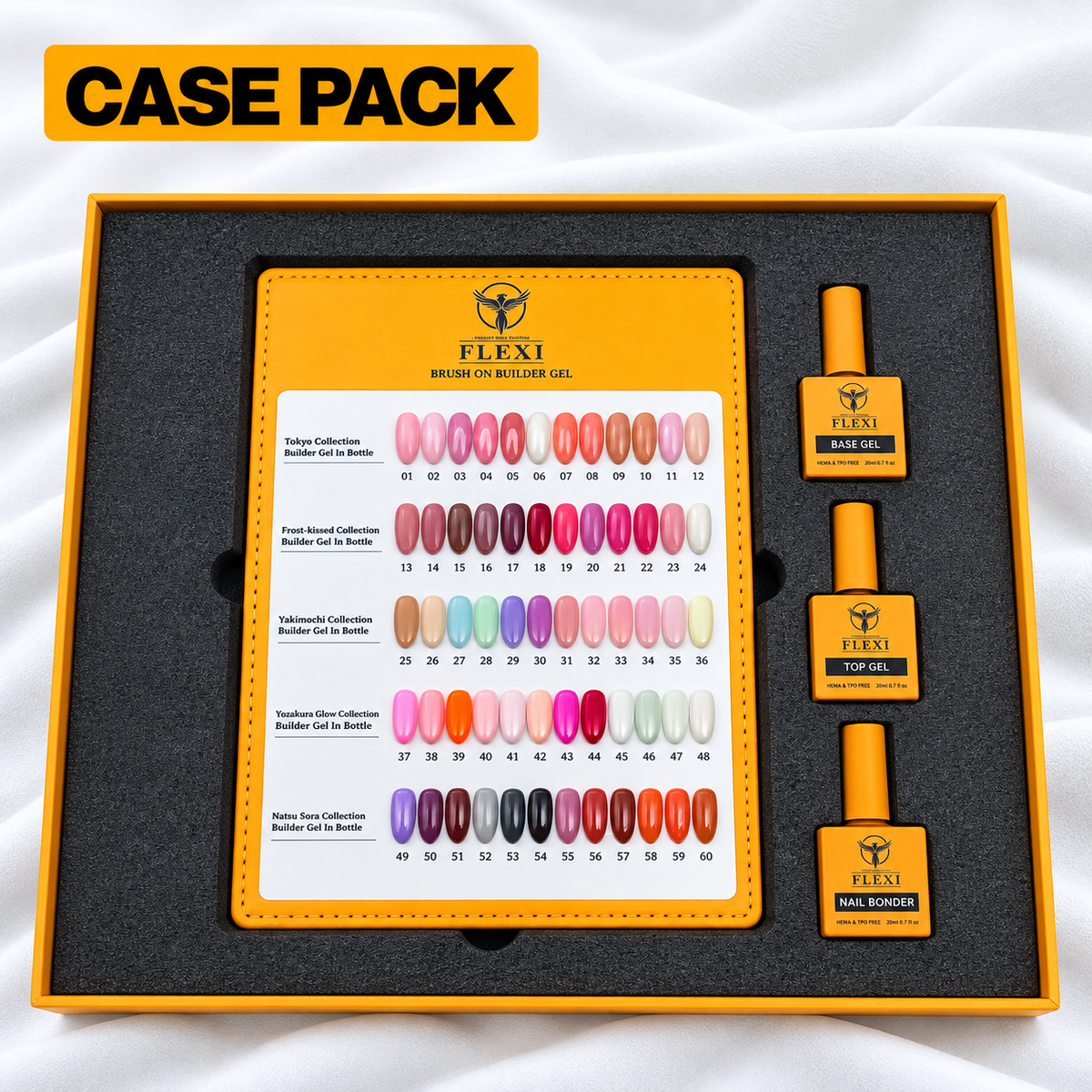 PHOENIX FLEXI Builder Gel Brush On (In Bottle) 60 colors Master Kit (Included Color Chart)