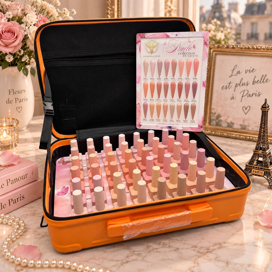 Phoenix NUDE Gel Collection 24 Colors - Free Extra 24 Gels + 1 Color Book + Vali