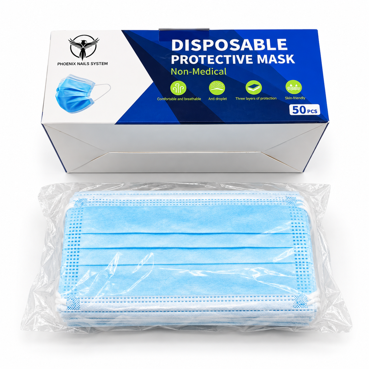 Phoenix Disposable Face Mask 3 Layers - Blue
