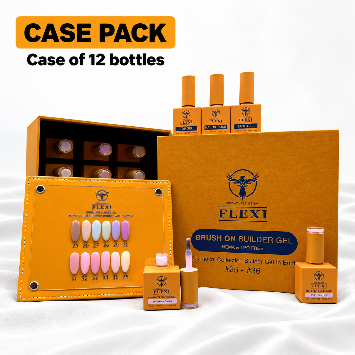 PHOENIX FLEXI Builder Gel (In Bottle) BIAB #25 - #36 colors - 20ml (Included Color Chart) - YukiMochi Collection