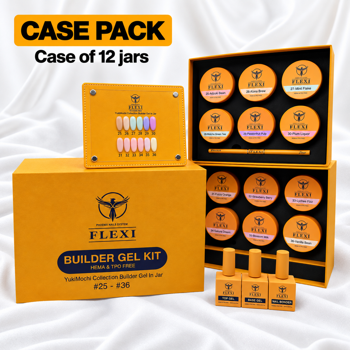 PHOENIX FLEXI Builder Gel (In Jar) BIAJ #25 - #36 colors - 50ml (Included Color Chart) - Yukimochi Collection