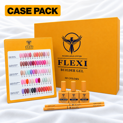 PHOENIX FLEXI Builder Gel (In Jar) 60 colors Master Kit (Included Color Chart) - Free Extra Top + Base + Bond Refill (8oz)