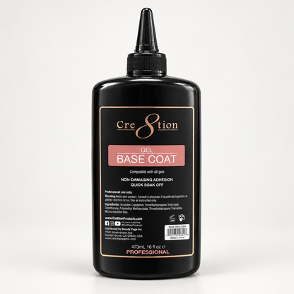 Cre8tion Soak Off Gel Base Coat 16oz Refill - with 6 Free Size 0.5oz