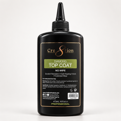 Cre8tion Gel Diamond No Wipe Top Coat 16oz Refill - With 6 Free Size 0.5oz