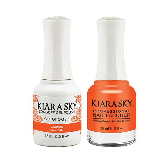 Kiara Sky Gel Nail Polish Duo - 444 Orange Neon Colors - Caution