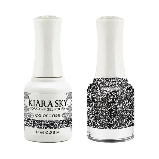 Kiara Sky Gel Nail Polish Duo - 462 Glitter Black Colors - Grafitti
