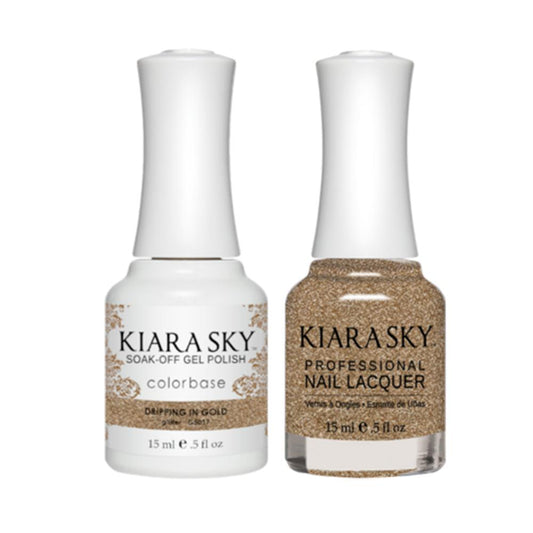 Kiara Sky Gel Nail Polish Duo - All-In-One - 5017 DRIPPING IN GOLD