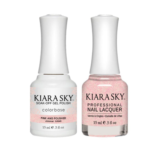 Kiara Sky Gel Nail Polish Duo - All-In-One - 5045 PINK AND POLISHED