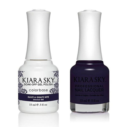 Kiara Sky Gel Nail Polish Duo - All-In-One - 508 Purple Colors - Have a grape nite