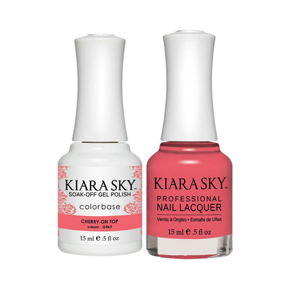 Kiara Sky Gel Nail Polish Duo - 563 Pink Neon Colors - Cherry On Top