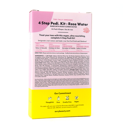 AvryBeauty 4 Step Pedicure Kit, Rose Water Case of 50