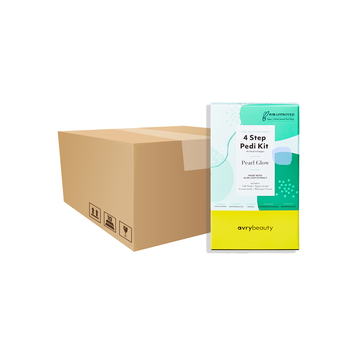 AvryBeauty 4 Step Pedicure Kit, Pearl Glow Case of 50