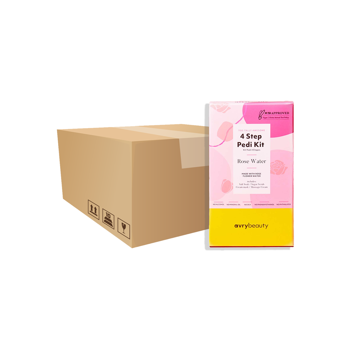 AvryBeauty 4 Step Pedicure Kit, Rose Water Case of 50