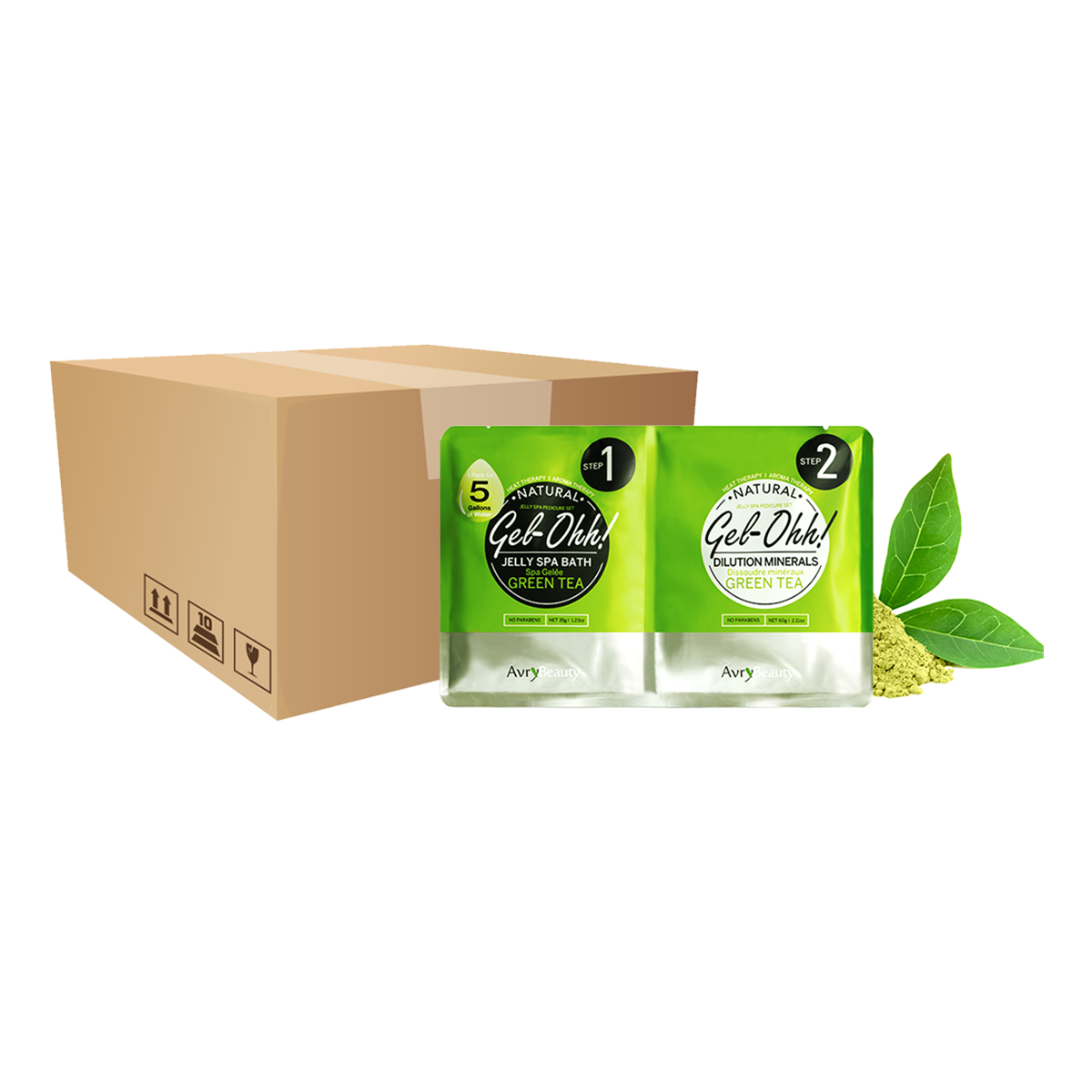 Jelly Pedicure Spa Packets - Green Tea Gel-Ohh By AvryBeauty Case of 120