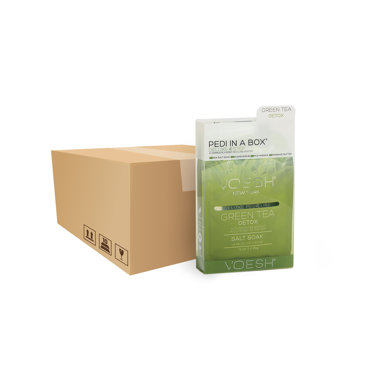 4 Step Voesh Deluxe Pedi In a Box Kit, Green Tea Case of 50