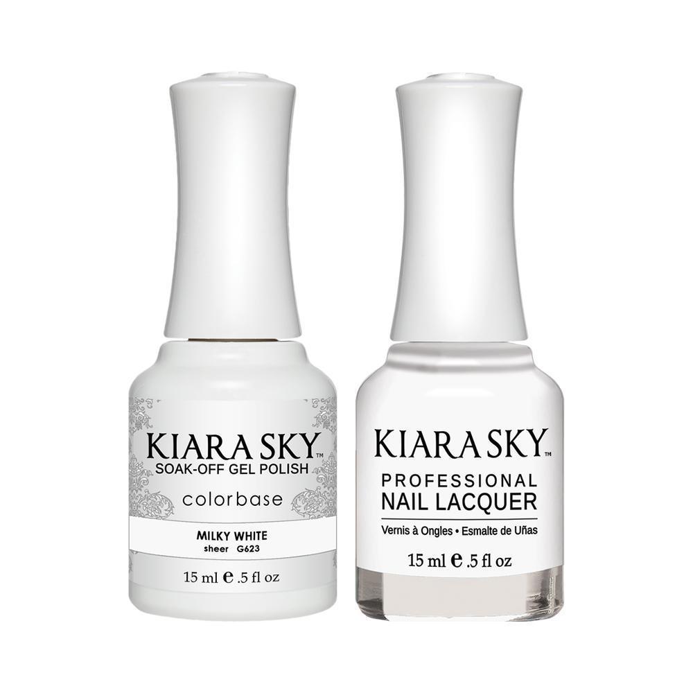 Kiara Sky Gel Nail Polish Duo - 623 White Colors - Milky White