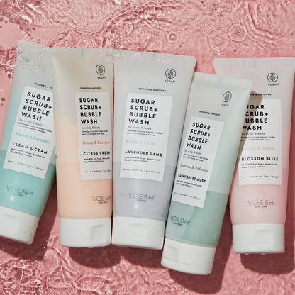 Voesh - Shower & Empower Sugar Scrub + Bubble Wash - 5 Scents
